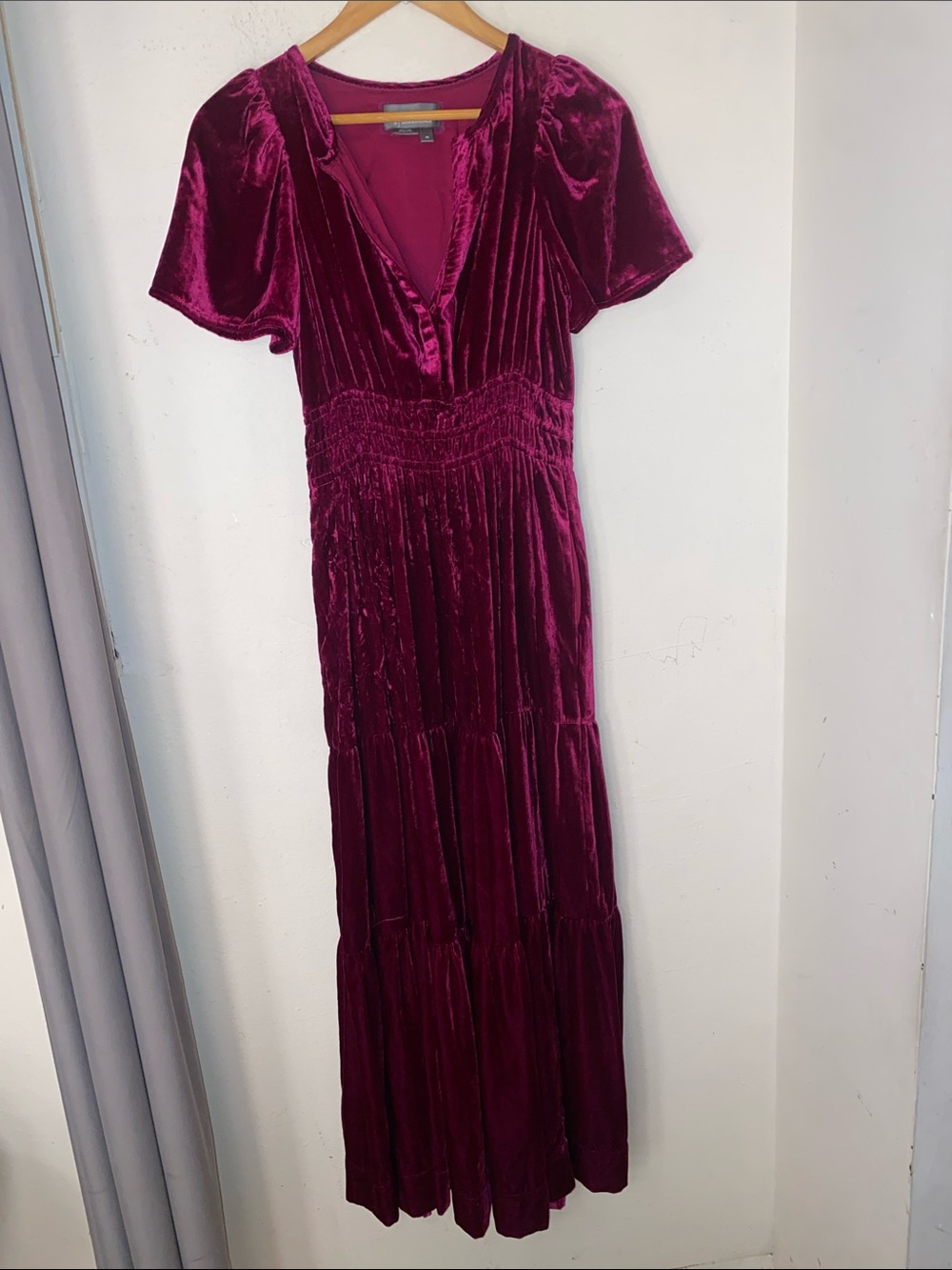 Anthropologie Velvet Maxi Dress - Berry